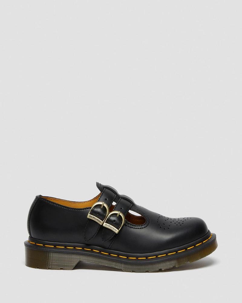 Black Women's Dr Martens 8065 Smooth Leather Mary Jane Shoes | CA 334JPQ